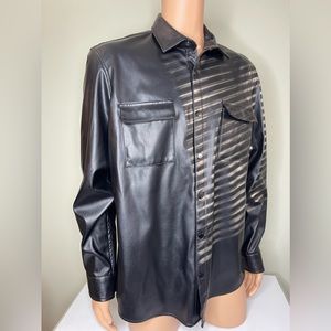 Alfani Leather long sleeve button down